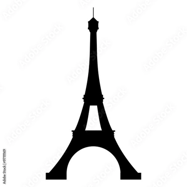 Obraz black silhouette of the Eiffel Tower on a white background