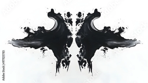 Fototapeta Captivating Symmetrical Ink Blot Rorschach Inspired Abstract Digital Painting