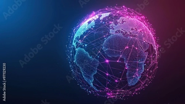 Obraz Global Network  Earth  Digital  Futuristic  Connected World