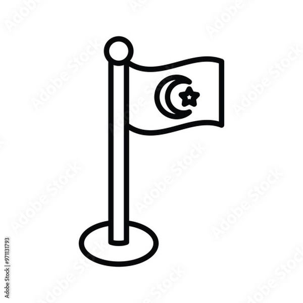 Fototapeta star moon flag icon line vector design in trendy style