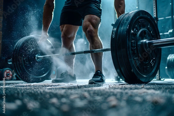 Fototapeta Close-up of weightlifting