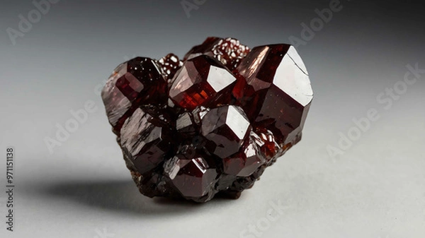 Fototapeta Raw garnet cluster on plain background