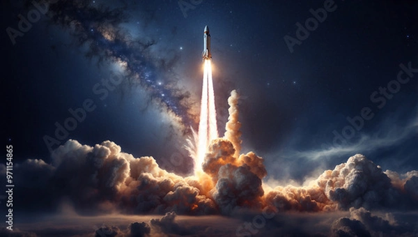 Obraz Rocket Launching into Space