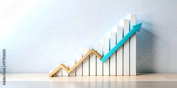 Fototapeta Isolated Profit Chart with Upward Growth Arrow - Dynamic Vector Illustration for Financial Growth and Business Themes on White Background