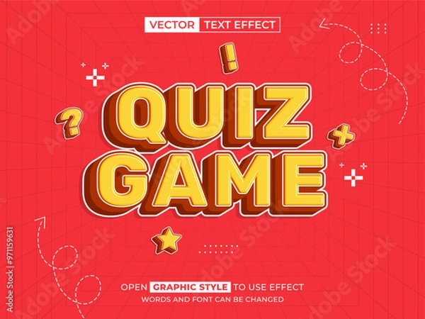 Obraz quiz game editable text, font effect, 3d text for title