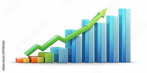 Fototapeta 3D Isolated Profit Chart and Growth Arrow - Dynamic Vector Illustration for Financial Growth and Business Success on White Background