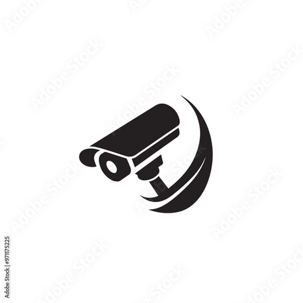 Fototapeta CC tv camera silhouette. CC camera logo, icon vector design isolated on white backgorund.