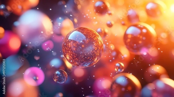 Fototapeta Futuristic 3D Sphere Ball Design with Abstract Shapes and Falling Balls for Advertising and Digital Graphics