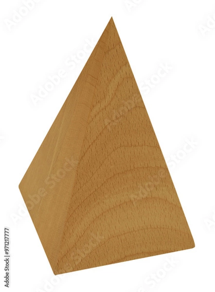 Fototapeta Wooden school geometric solid pyramid for geometry classes isolated on white background. Learning items concept