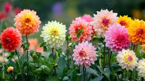 Fototapeta Garden dahlias in autumn.