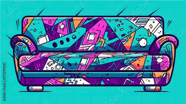 Fototapeta Vector illustration of a sofa with an abstract pattern-gigapixel-art-scale-4_00x