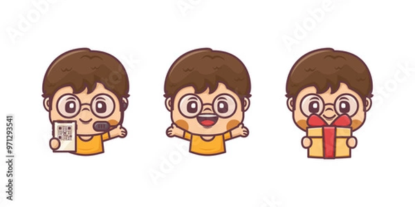 Fototapeta cute cartoon character with different poses and expressions