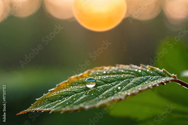 Fototapeta dew drops on a leaf