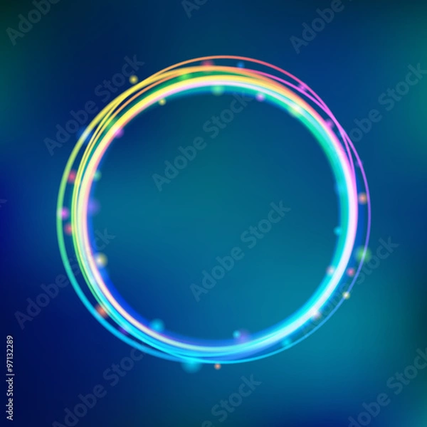 Obraz Rainbow glowing circle frame with sparkles