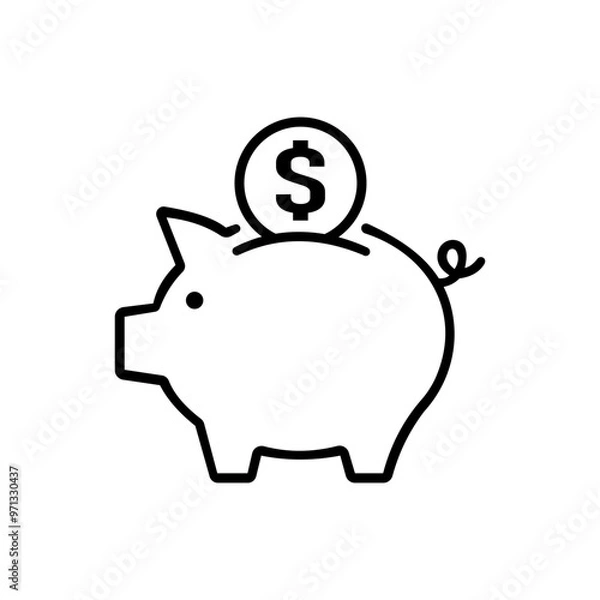 Fototapeta Piggy bank. Fully scalable icon in outline style. Vector.