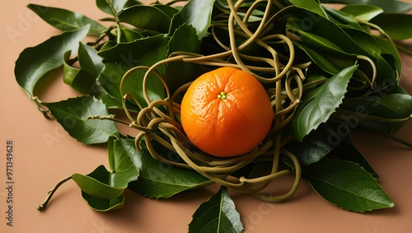 Obraz Title: A vibrant orange fruit, possibly a navel orange

