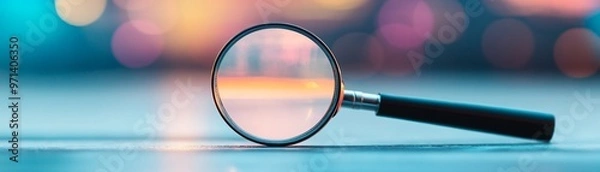 Fototapeta Magnifying glass focused on a tiny defect in a manufactured part, defect detection, precision in quality control.