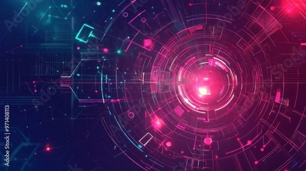 Obraz Abstract Digital Art: Glowing Lines and Shapes