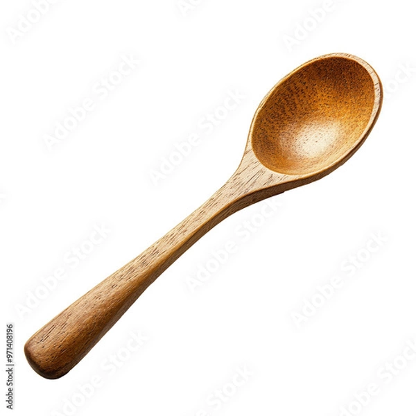 Obraz Crafted wooden spoon on white backdrop isolated transparent