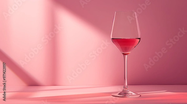 Fototapeta A wine glass, soft lighting and shadowing in the style of the product