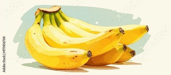 Fototapeta Still life artwork featuring a cluster of bananas set against a white backdrop