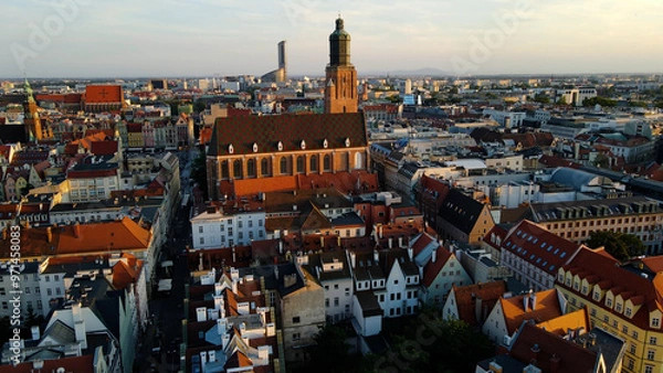 Fototapeta view city from the height of modern wish development architecture Europe Wroclaw Poland