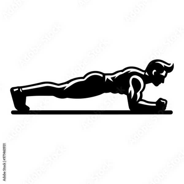 Fototapeta Black planks exercise vector icon.