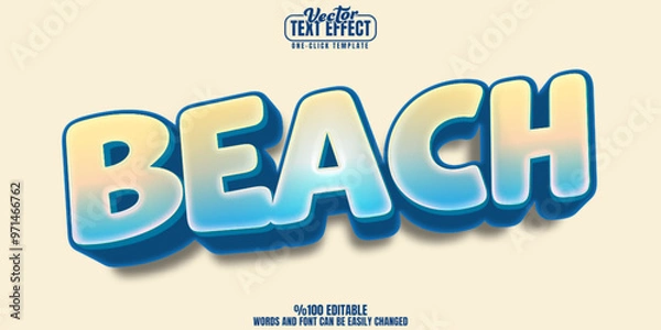 Fototapeta Beach editable text effect, customizable ocean and sand 3d font style