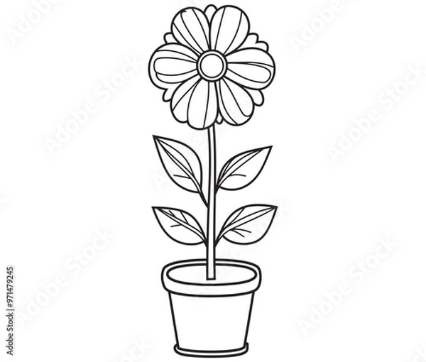 Fototapeta Flower in a pot cartoon flower illustration vector 
