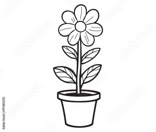 Fototapeta Flower in a pot cartoon flower illustration vector 