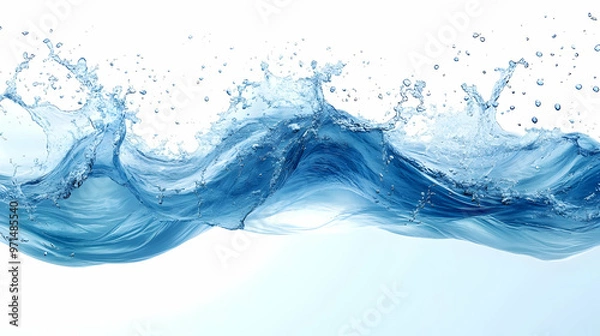 Fototapeta A dynamic splash of blue water, showcasing movement and fluidity.