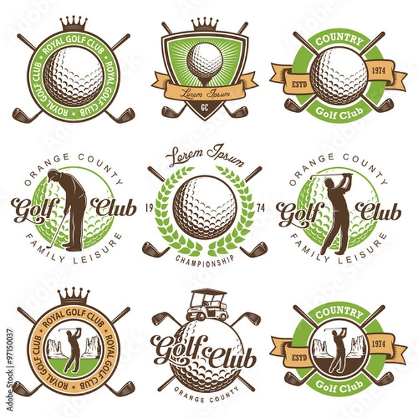 Obraz Set of vintage golf emblems