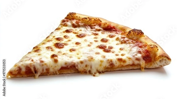 Fototapeta A Single Slice of Cheese Pizza with Melted Cheese and Red Sauce