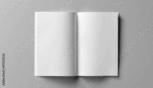 Fototapeta mockup book, magazine, booklet on gray background top view, ai generated, ai