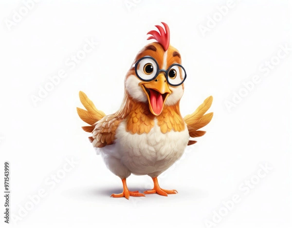 Fototapeta chicken adorable cartoon style 3d realistic cartoons 3d render 3d illustration