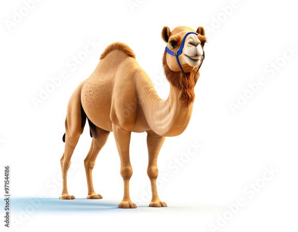 Fototapeta camel in the desert adorable cartoon style 3d realistic cartoons 3d render 3d illustration