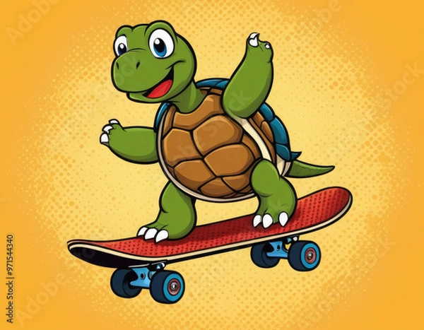 Fototapeta turtle with a heart adorable cartoon style 3d realistic cartoons 3d render 3d illustration