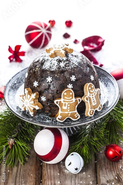 Obraz Christmas pudding with gingerbreads
