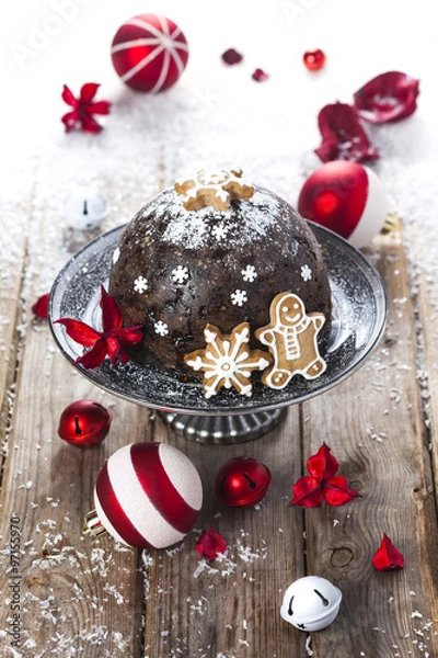 Obraz Christmas pudding with gingerbreads