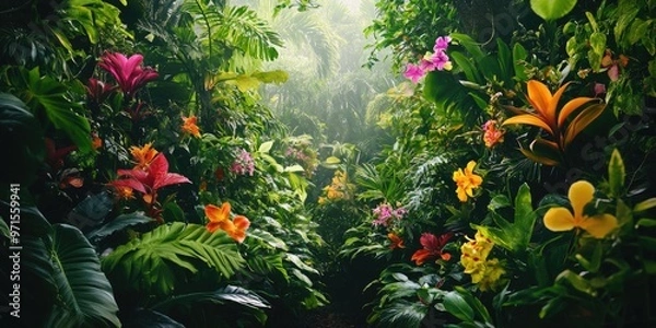 Fototapeta Colorful Flowers in Jungle