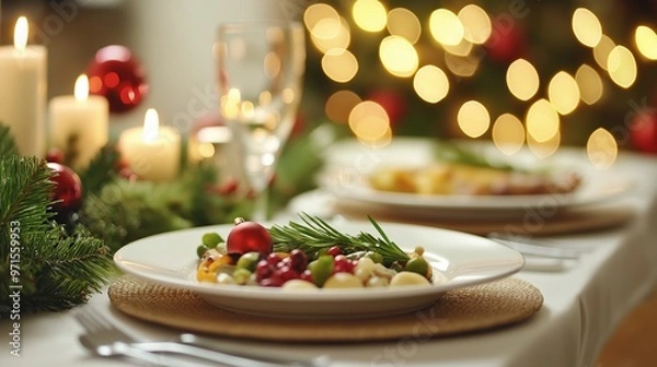 Obraz Festive Christmas Eve Dinner Table