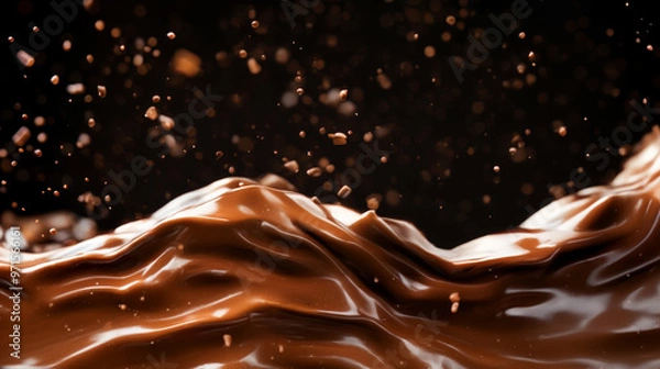 Obraz A chocolate wave with chocolate powder in the air