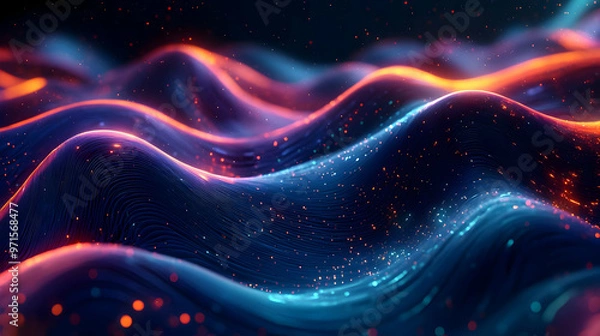 Fototapeta Abstract waves of light and color create a dynamic, flowing visual experience.