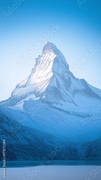 Fototapeta snow covered mountains landscape 