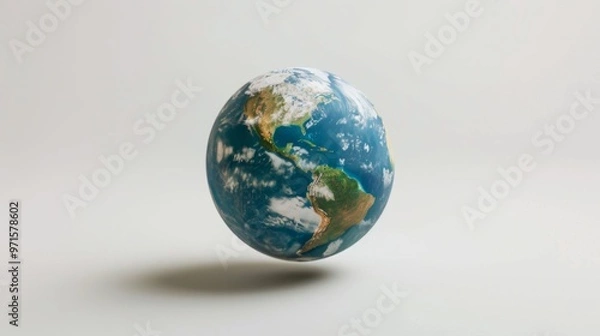 Fototapeta Detailed 3D Rendering of the Planet Earth Showcasing Its Geographical Features