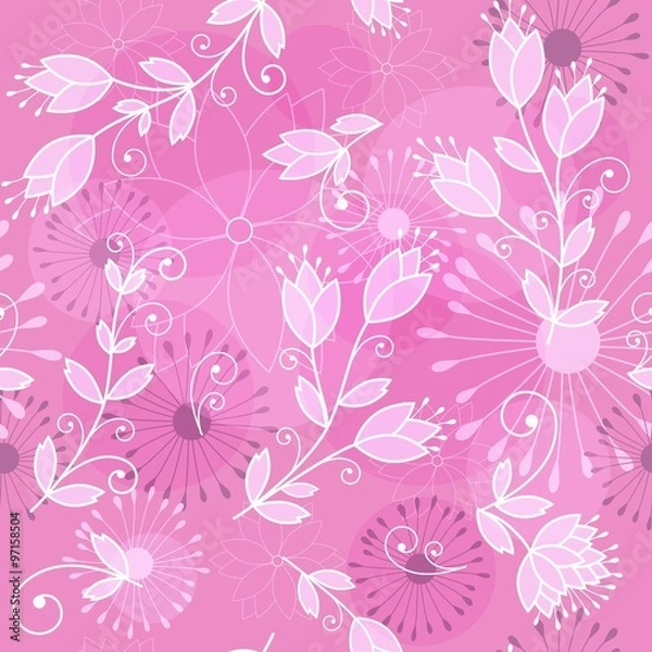 Obraz Pink Flowers Seamless Pattern