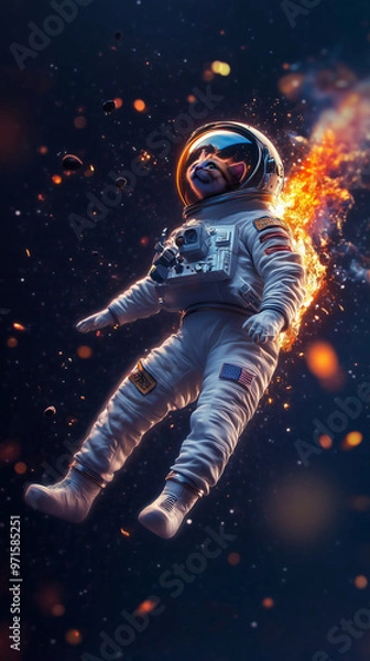 Fototapeta a cat in the space in a space ship