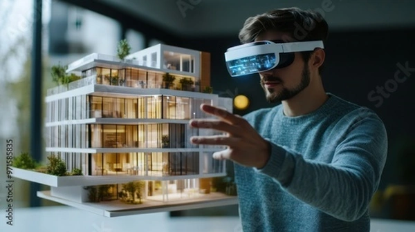 Obraz Architect using VR for Building Design
