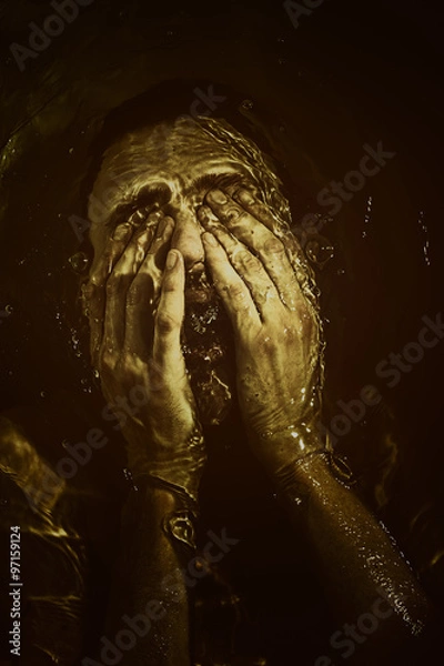 Fototapeta Man drowning in the water