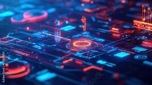 Fototapeta Abstract Futuristic Technology Interface